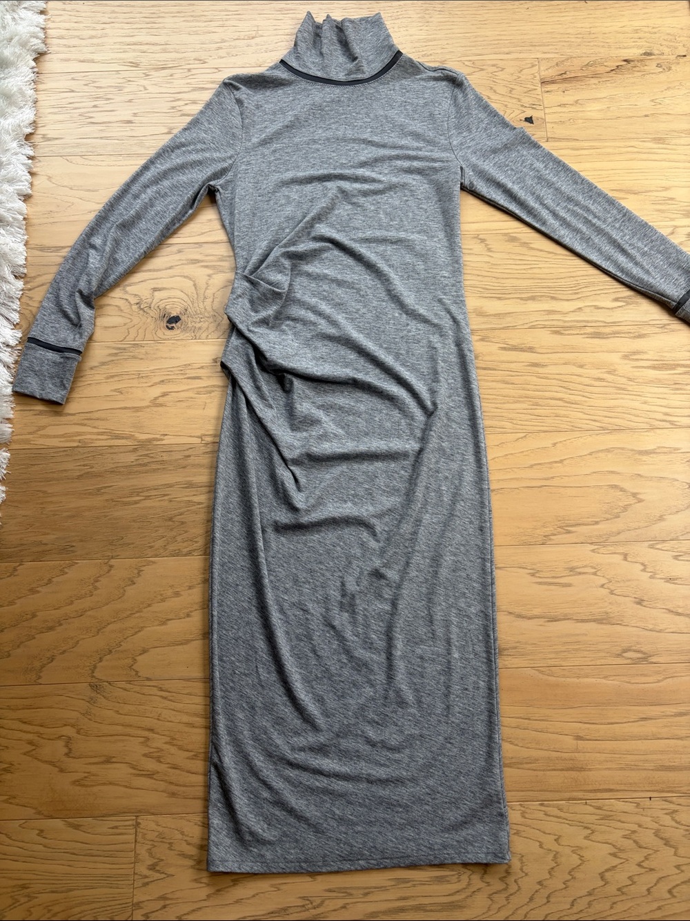 Athleta Grey Long-Sleeve Turtleneck Midi Dress